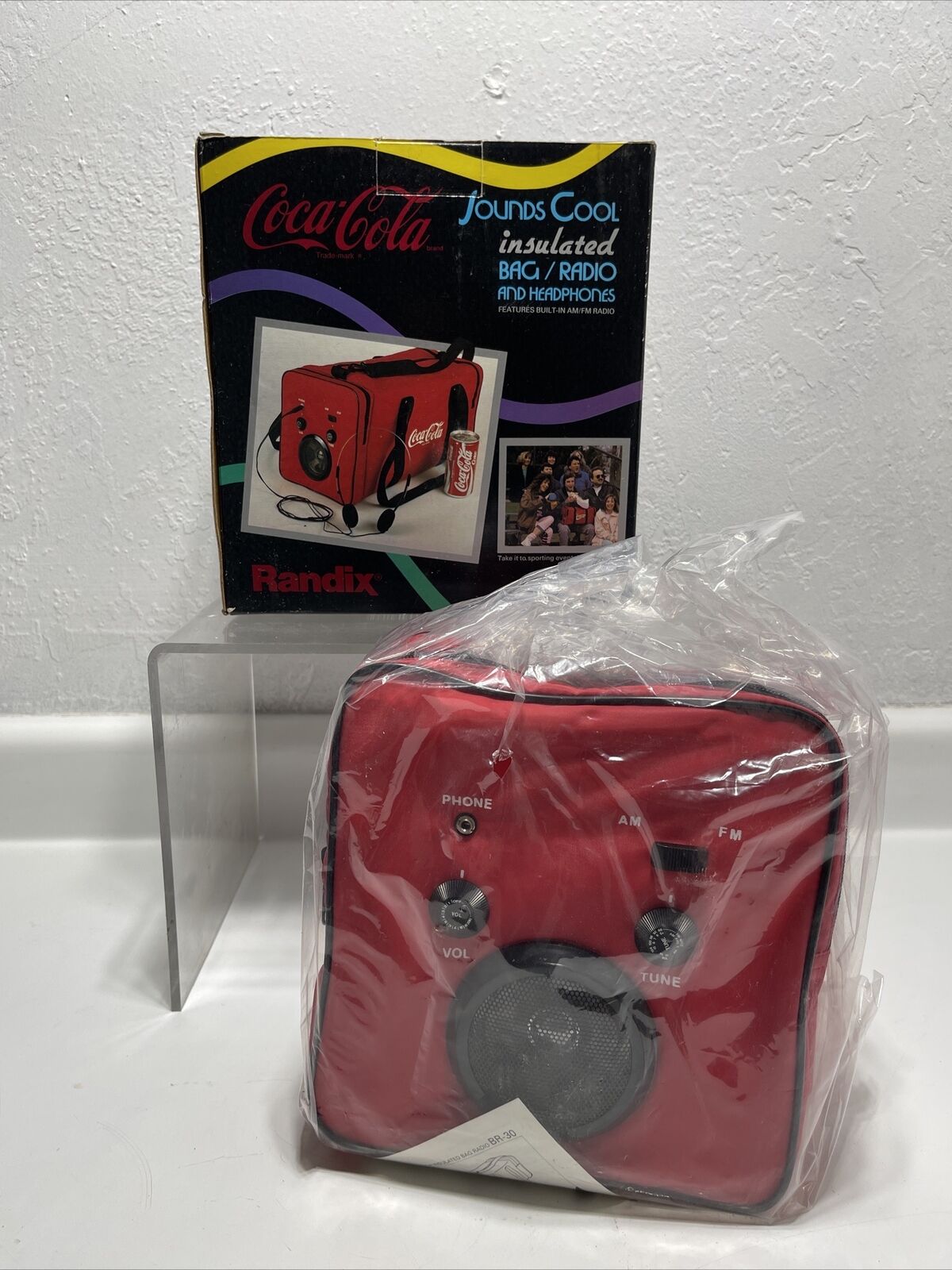 Vintage Coca-Cola Sounds Cool Insulated Bag Radio Randix Cooler FM/AM 1989