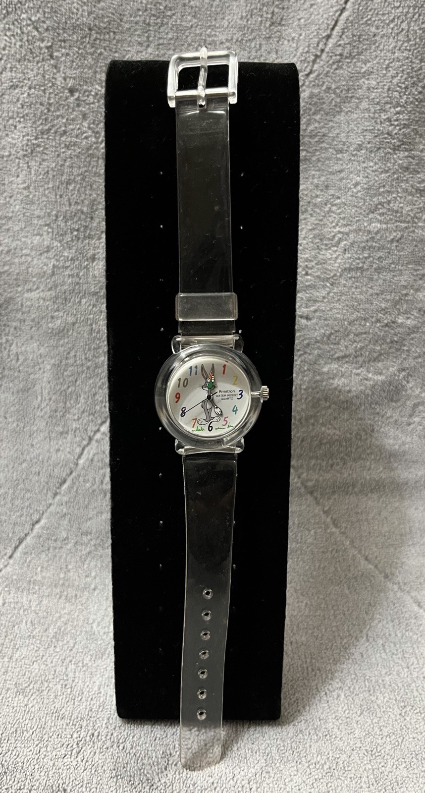 Vintage 1994 Armitron Looney Tunes Bugs Bunny Clear Jelly Watch 2200/57 Acrylic