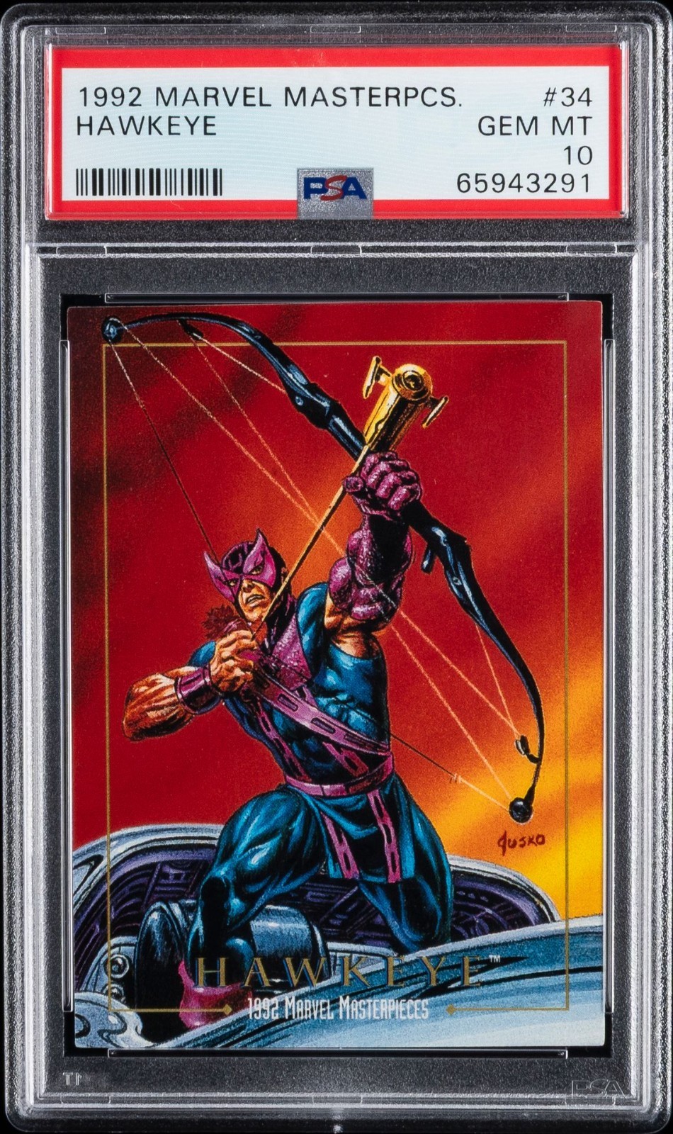 Hawkeye - 1992 Skybox Marvel Masterpieces #34 PSA 10 - Avengers - Joe Jusko
