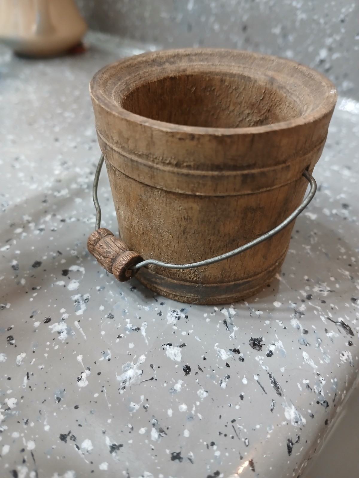 Vintage CottageCore mini wood bucket