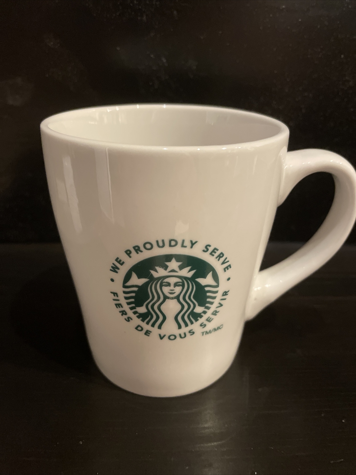 2013 STARBUCKS Siren Canadian Bilingual 'We Proudly Serve' 8oz Coffee/Tea Mug