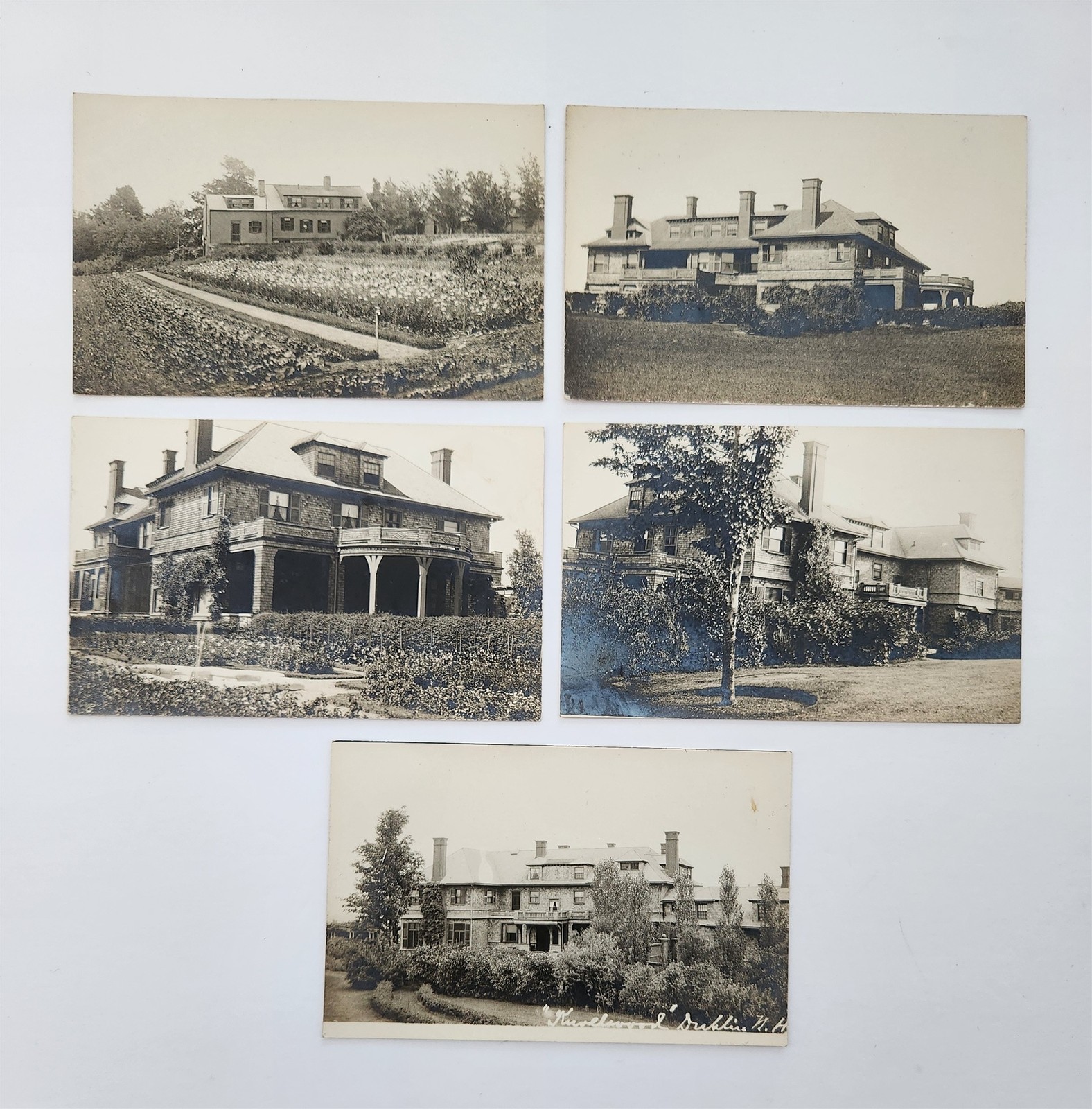 1910s antique KNOLLWOOD ESTATE MANSION dublin nh GARDENS 5pc RPPC LOT photos