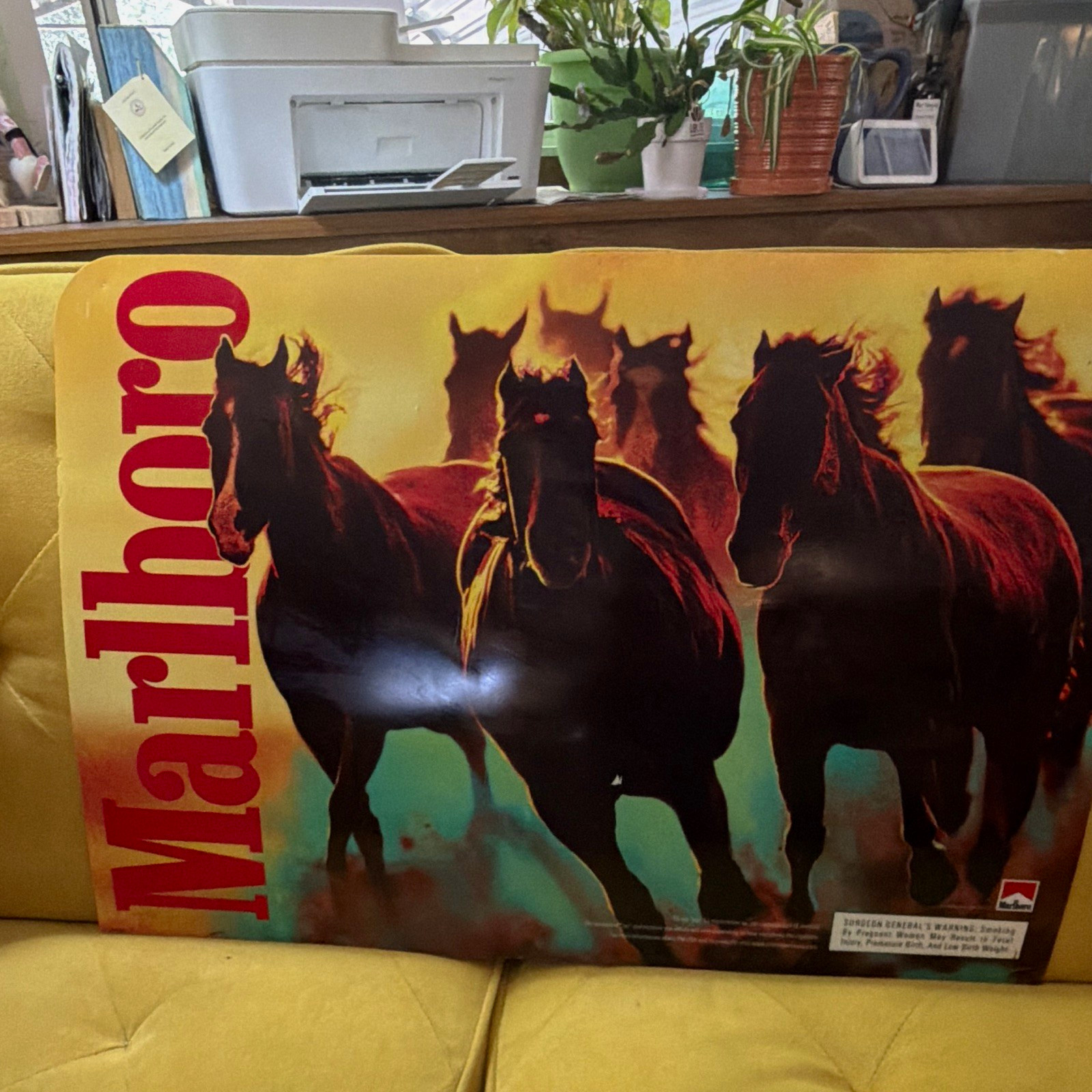 Vintage Marlboro Horses Tobacco Advertising Sign Running Horses 2001 26X18 RARE