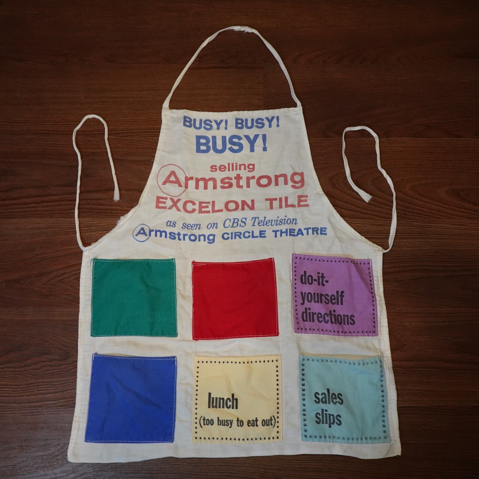 Vintage 50/60s Selvedge Salesman Apron Advertising Armstrong Excelon Tiles