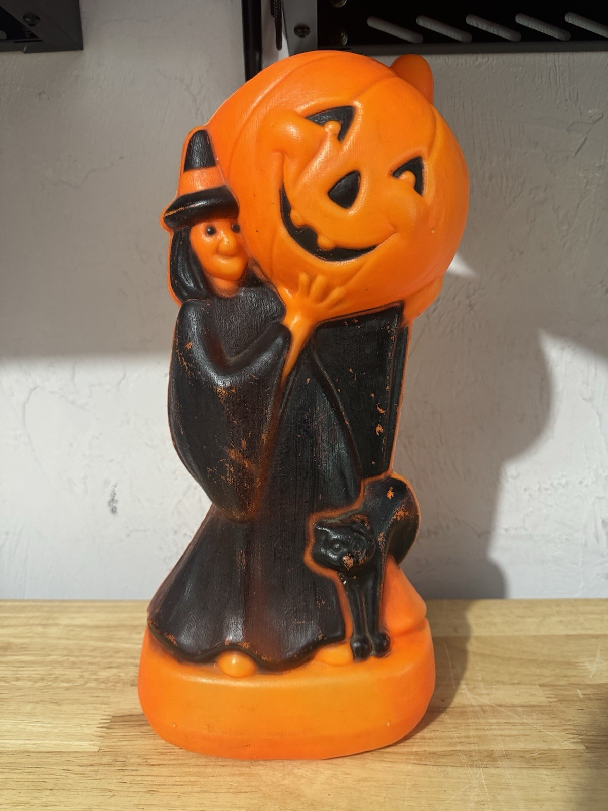Vintage Empire Lighted Witch Holding Pumpkin Blow Mold 14”