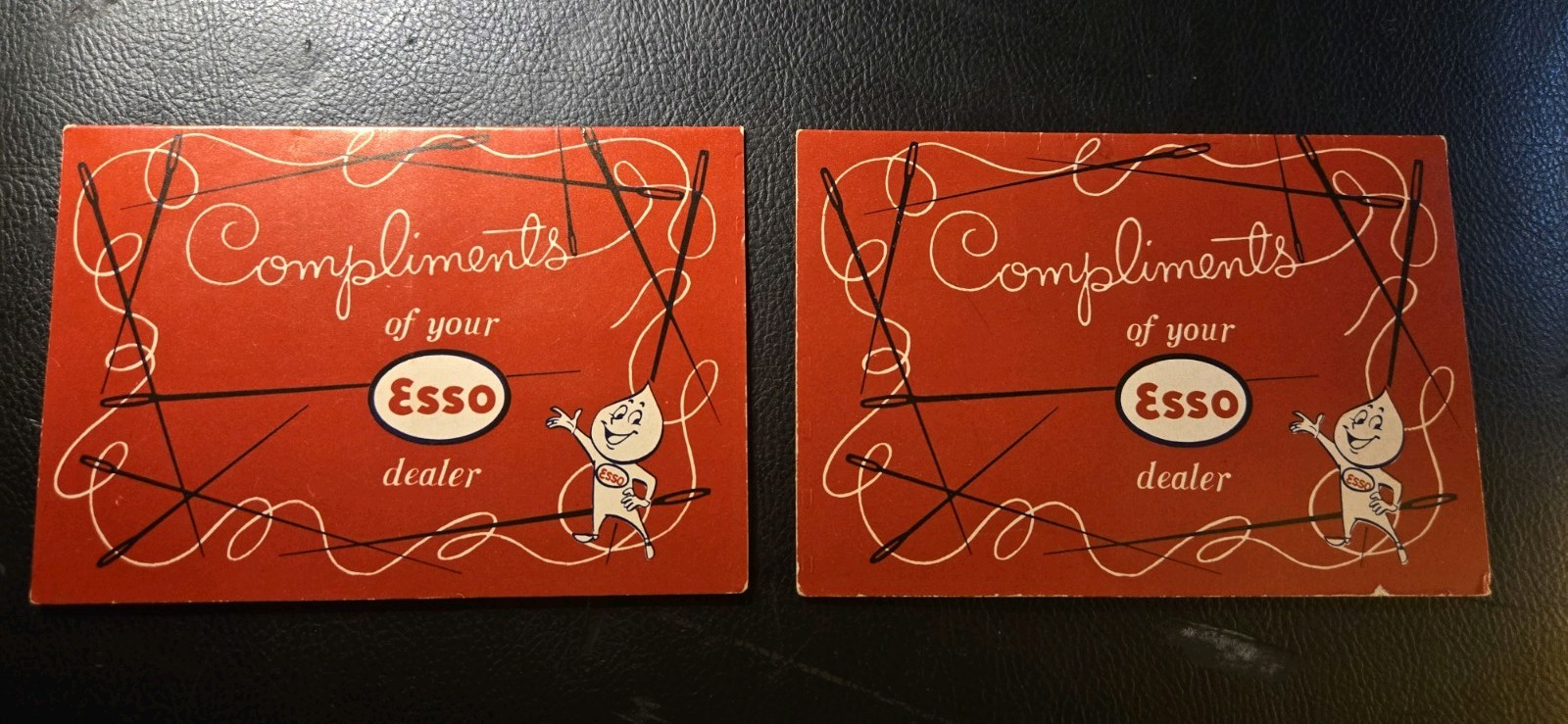 2 Vintage 1960s Esso Dealer Needle Books Oil Drop Man Gasoline Advertising Japan