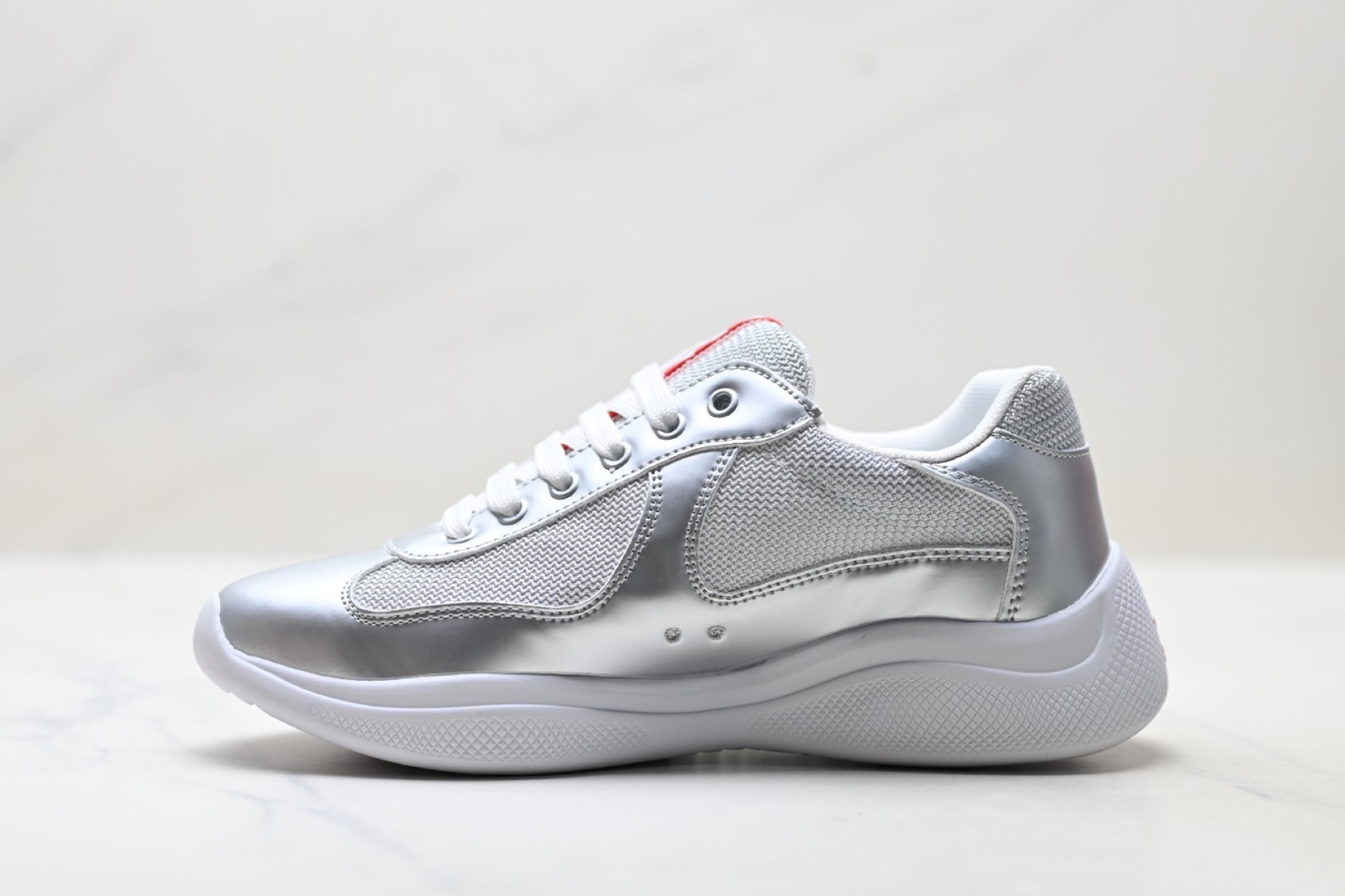 Prada America\'s Cup Silver-white comfortable casual shoes