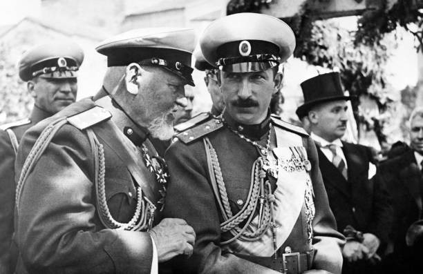 General Chief Nikolaieff whispers a word ear King Boris III Bulgar- Old Photo