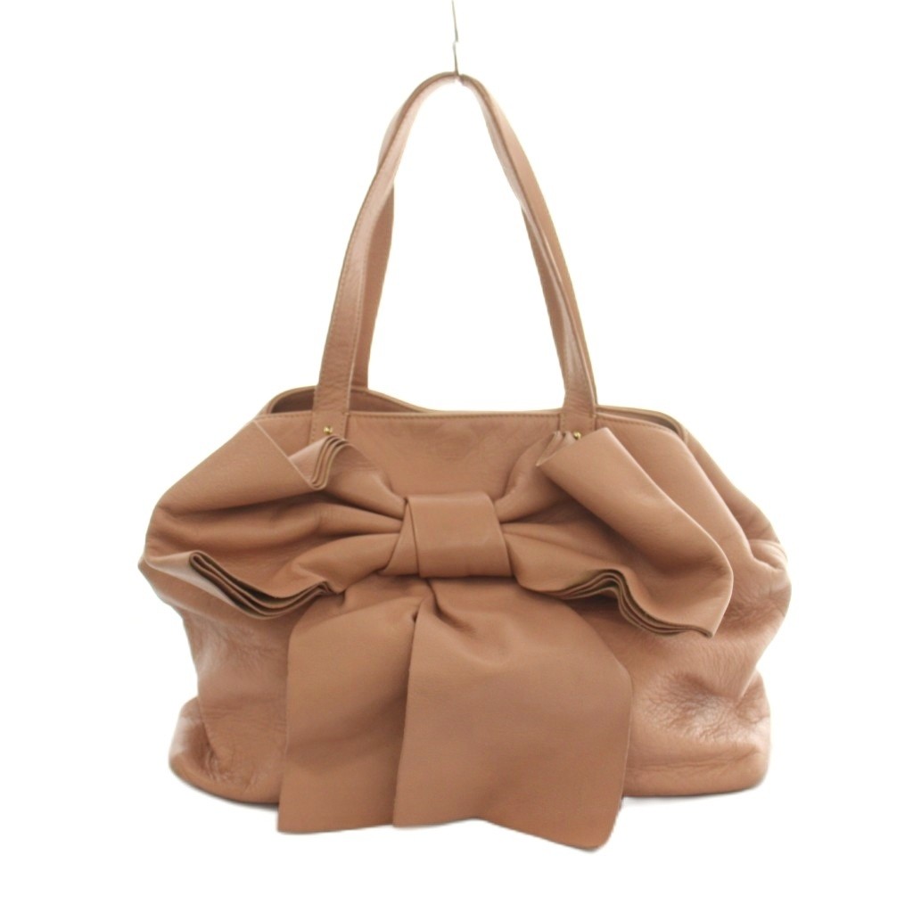 RED VALENTINO Leather Ribbon Tote Bag Pink 17x104x55 in (Ages 14+)