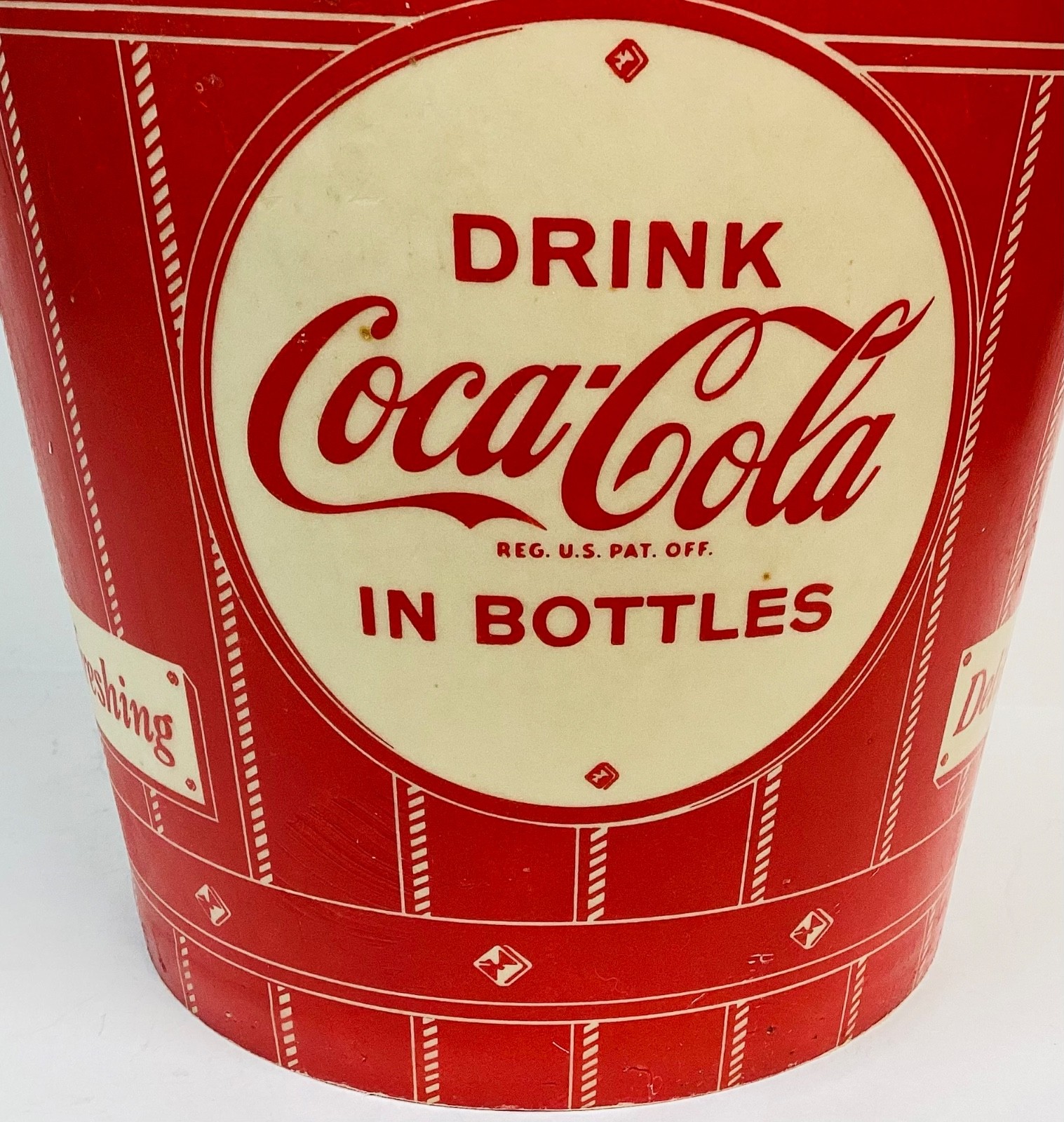 Vintage 1950’s Coca Cola Rare Popcorn Bucket Movie Theater Sign Advertising