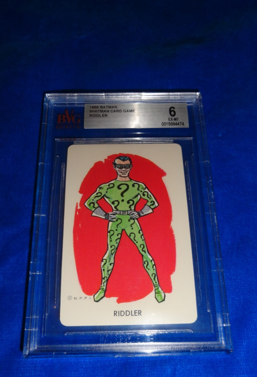Vintage 1966 Whitman RIDDLER Batman Playing Card Rookie N.P.P.I. BVG 6 EX-MT
