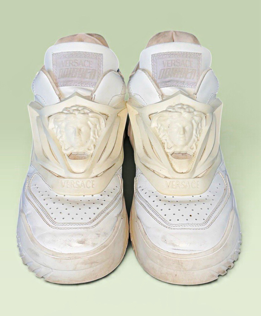 Versace Odissea Low-Top White Leather Sneakers Men\'s Size 12 / EU 45