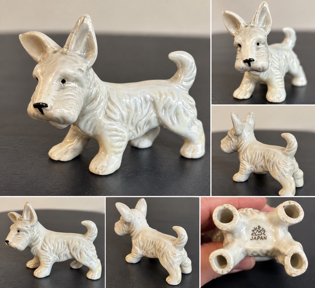 Vintage Japan White Ceramic Scottie Dog Figurine 5” Scottish Terrier Mid Century