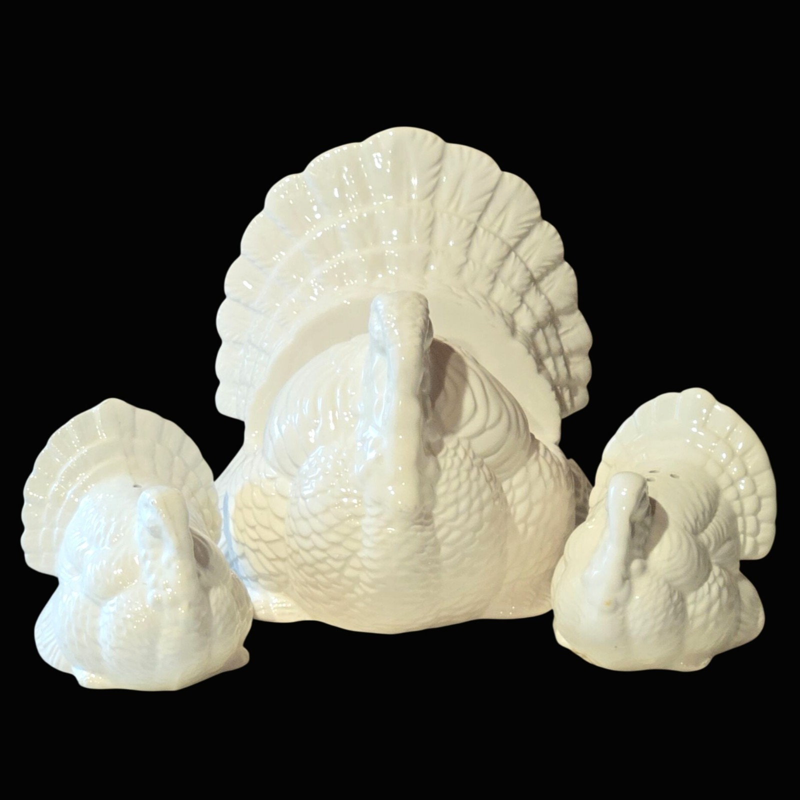 Vintage Turkey Napkin Holder Salt & Pepper shaker set 3 pcs Thanksgiving table