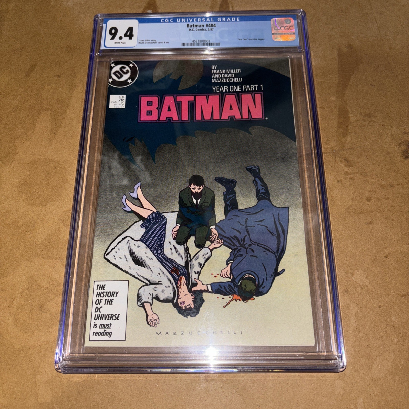 Batman #404 CGC 9.4 White Pages - 1987 – Year One Part 1 Frank Miller KEY DC