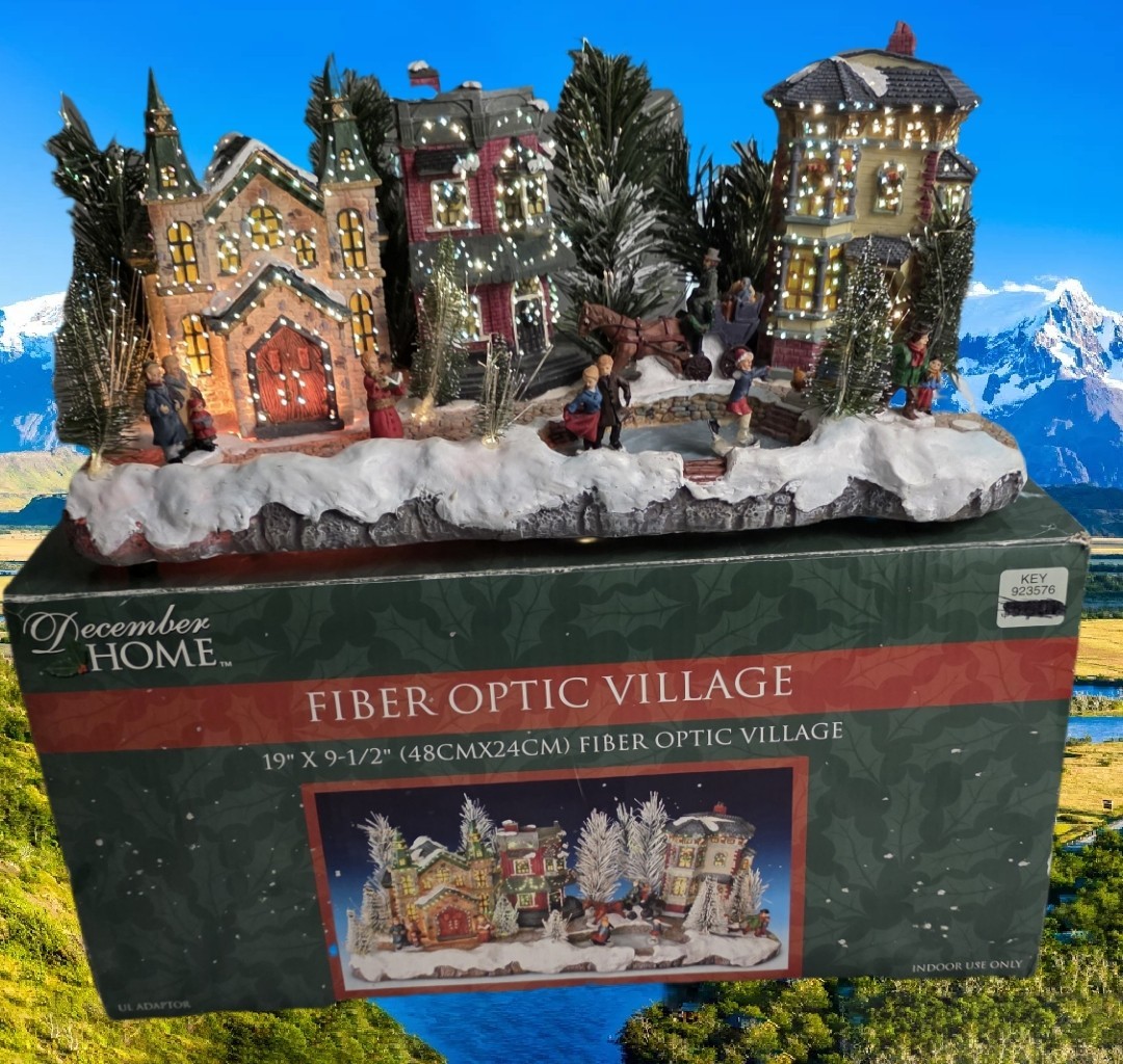 Puleo Fiber Optic Color Changing Christmas Village Lighted Decor With Box