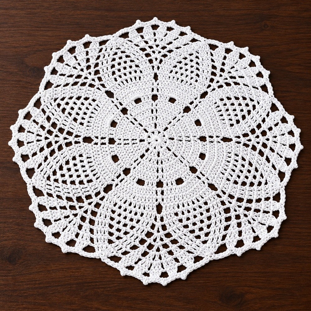 4Pcs/Lot 11-12in Vintage Hand Crochet Lace Doilies Cotton Doily Flower Placemats