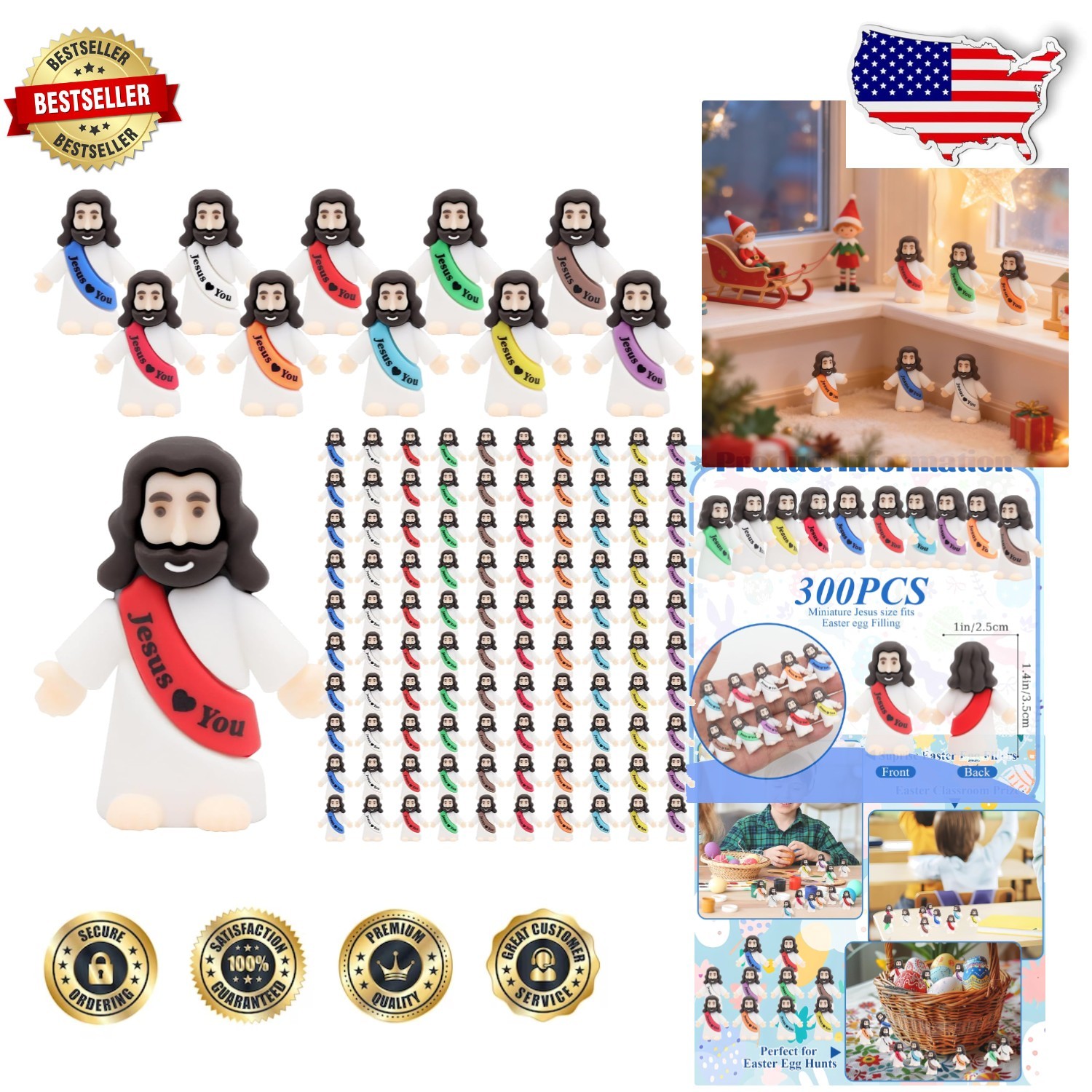 Cute Jesus Figures - 300pc Multicolor Rubber, 1.2\