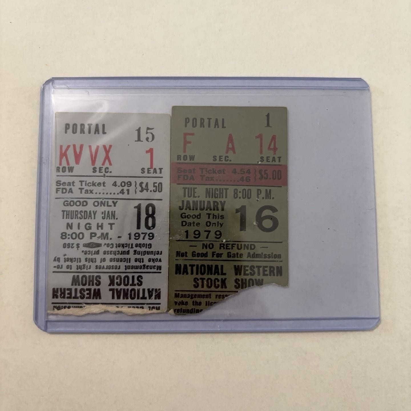 Vintage 1979 National Western Stock Show Ticket Stubs Lot Of 2 Rodeo Denver