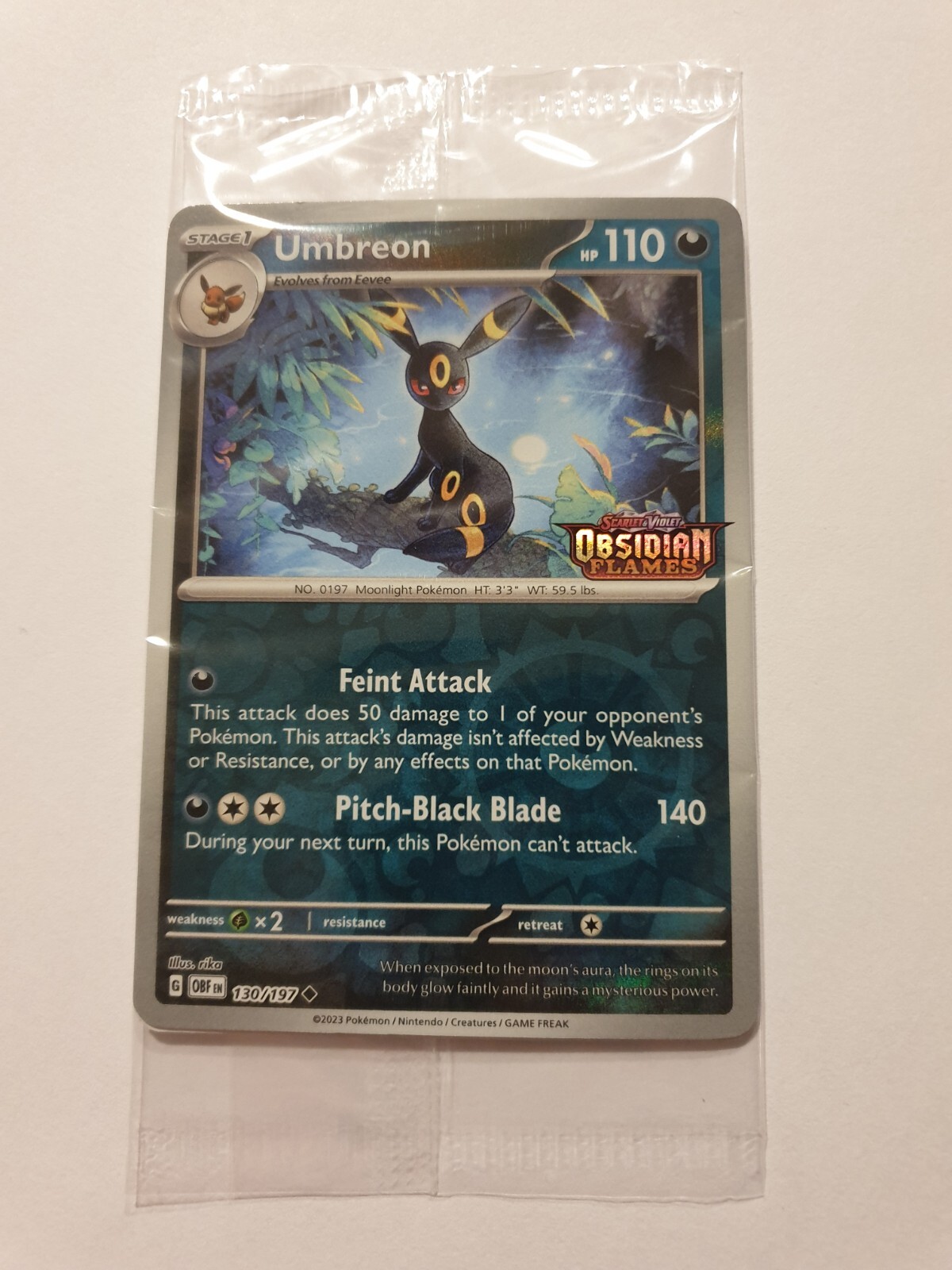 🔥POKEMON EXCLUSIVE PROMO UMBREON 130/197 Obsidian Flames Stamp SEALED🔥