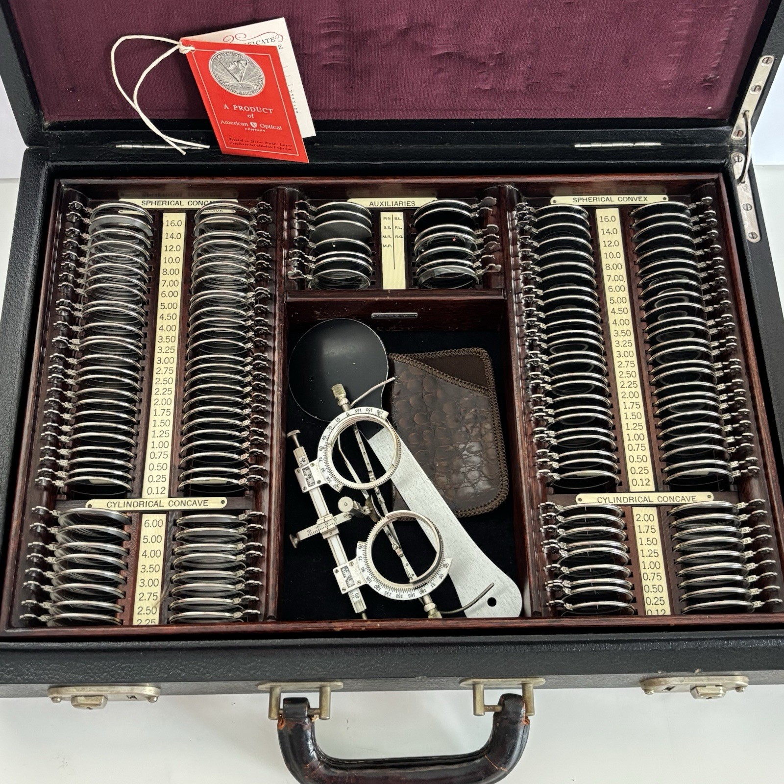 Remarkable Near Complete Antique Circa 1930's American Optical Trial Lens Kit