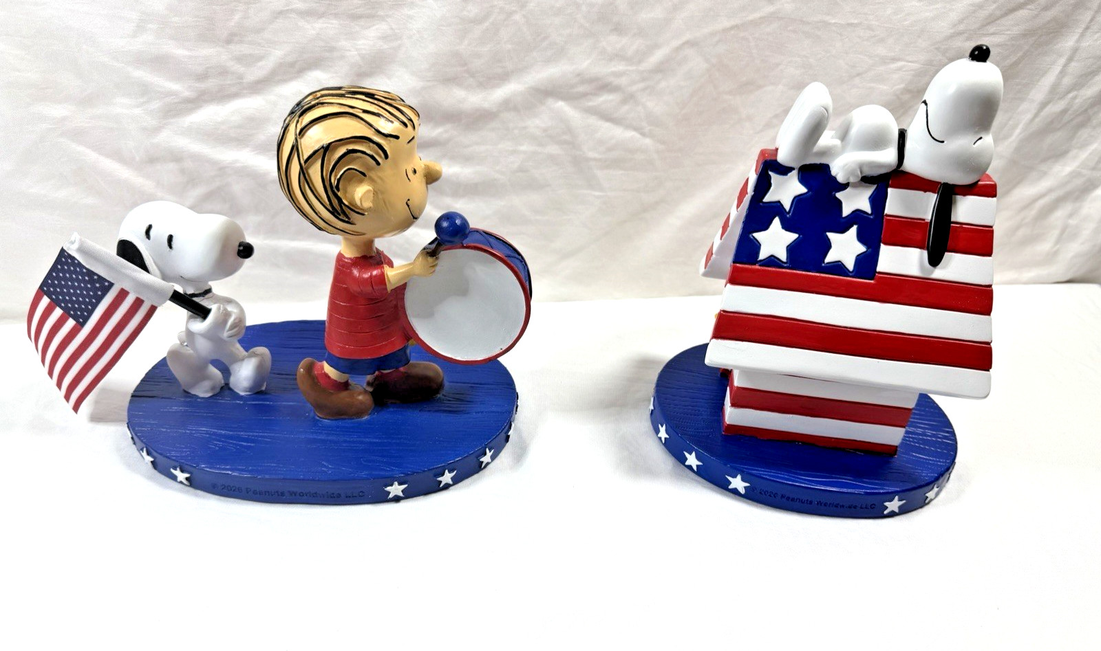 Peanuts Snoopy & Linus Patriotic Figurine Bundle Americana Decor NEW ships fast