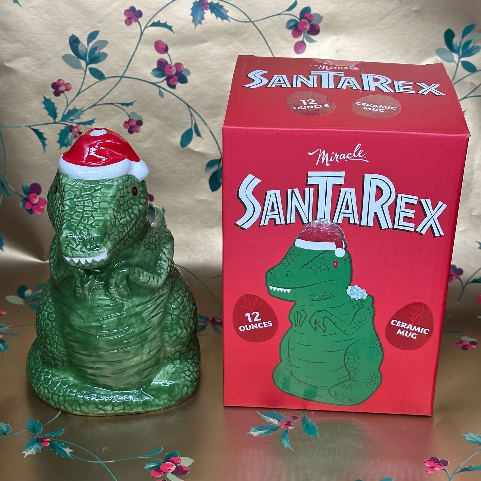 SanTaRex Miracle Tiki Mug T-Rex Dinosaur Christmas 12oz New In Box Tyrannosaurus