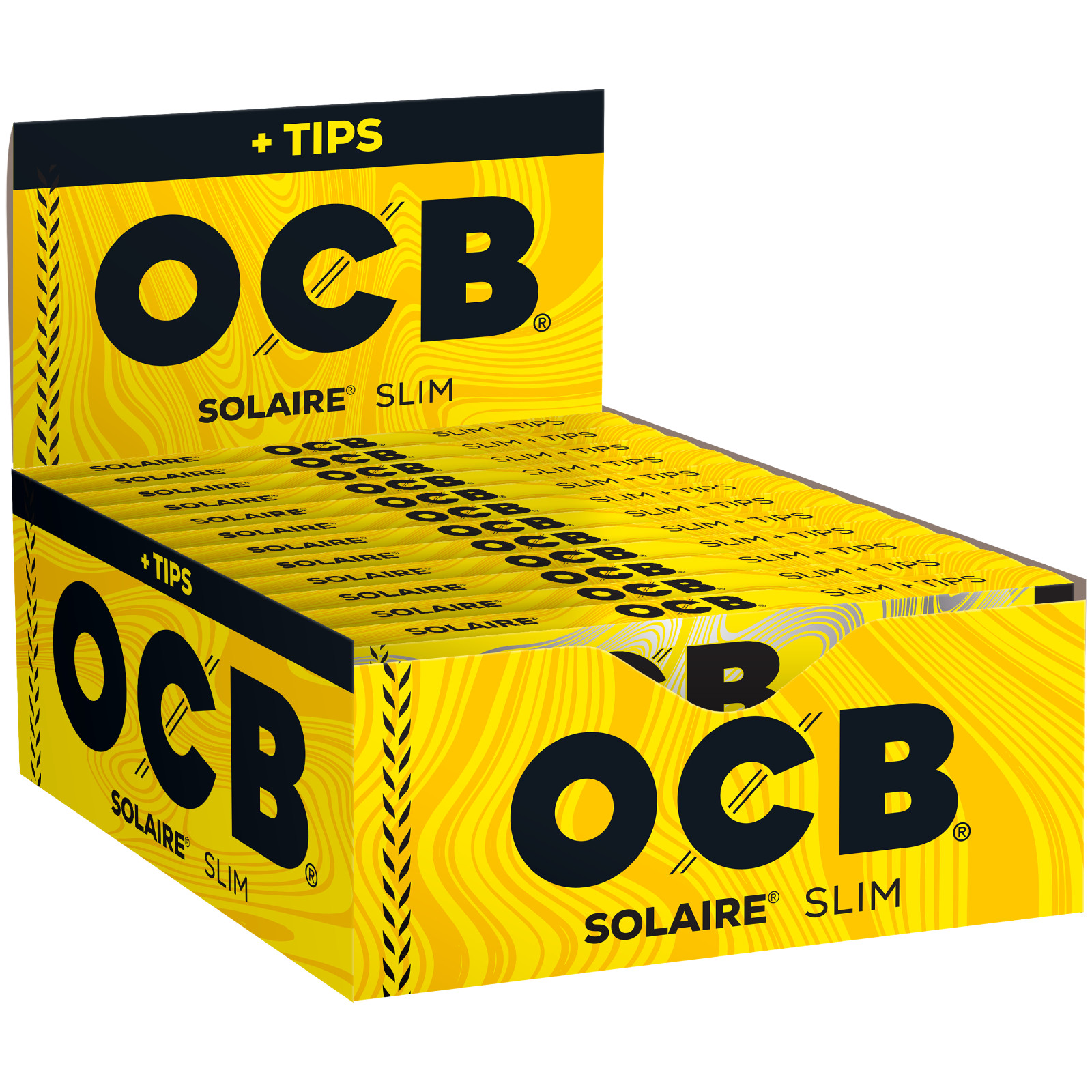 OCB Solaire King Size Slim Rolling Papers + Tips 32 Leaves Each (Box of 24)