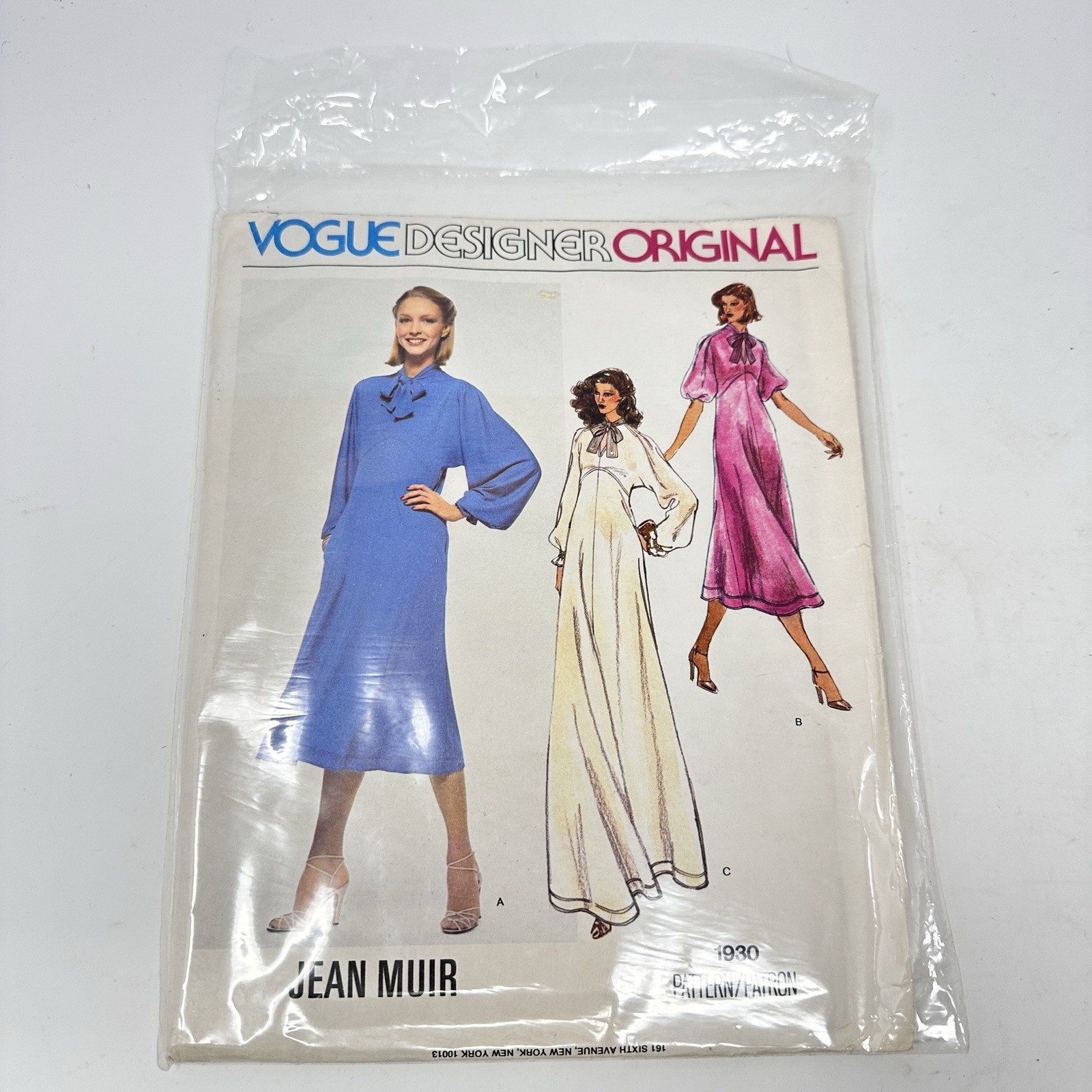 VOGUE 1930 Designer Original Jean Muir Dresses Pattern Women’s Size 12 Uncut