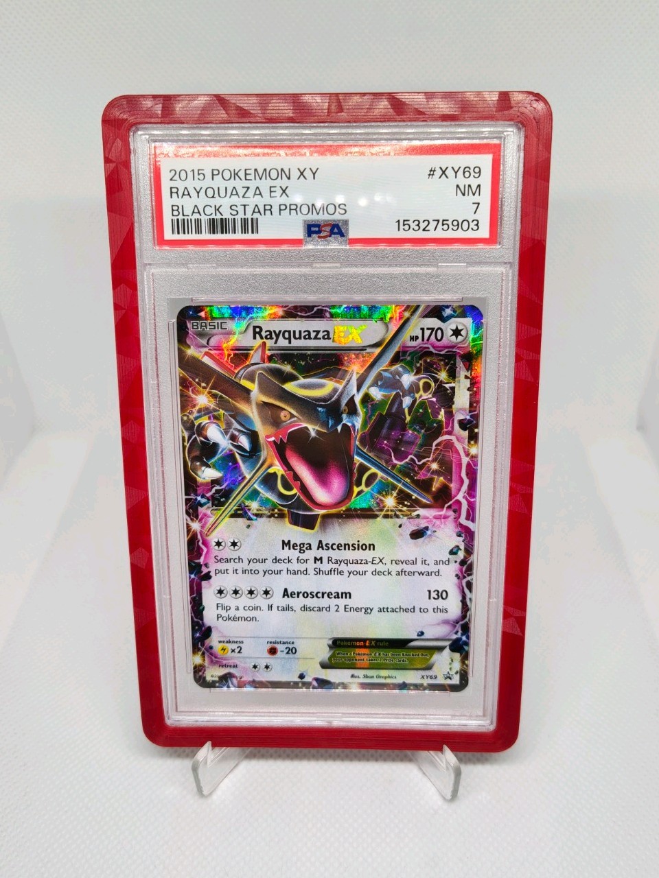 PSA 7 Rayquaza EX Shiny XY69 Black Star Promo 2015 ENG + RED BUMPER & 1/1 SKETCH