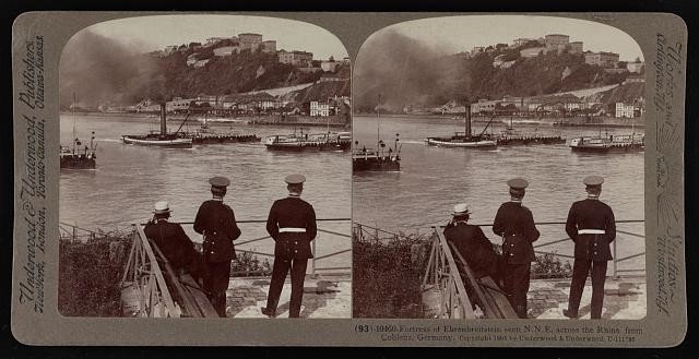 Coblenz Germany 1900s Fortress of Ehrenbreitstein Rhine River Stereoview