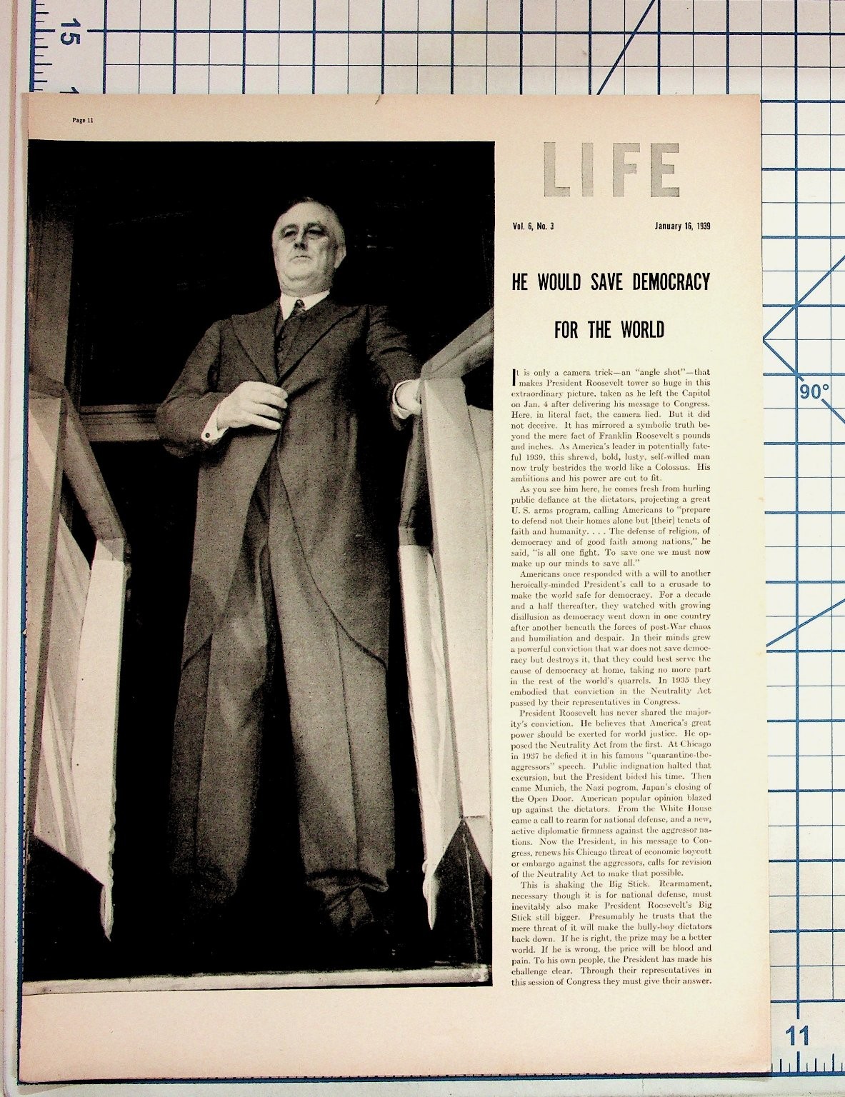 1939 LIFE Magazine FDR Congress Capitol Building WWII Era Ephemera