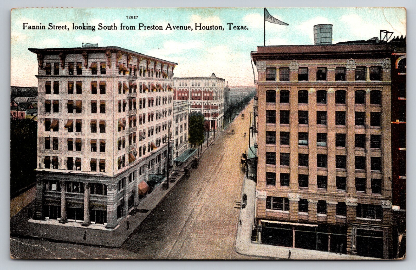 Fannin Street South from Preston Avenue Houston Texas 1909 Postcard