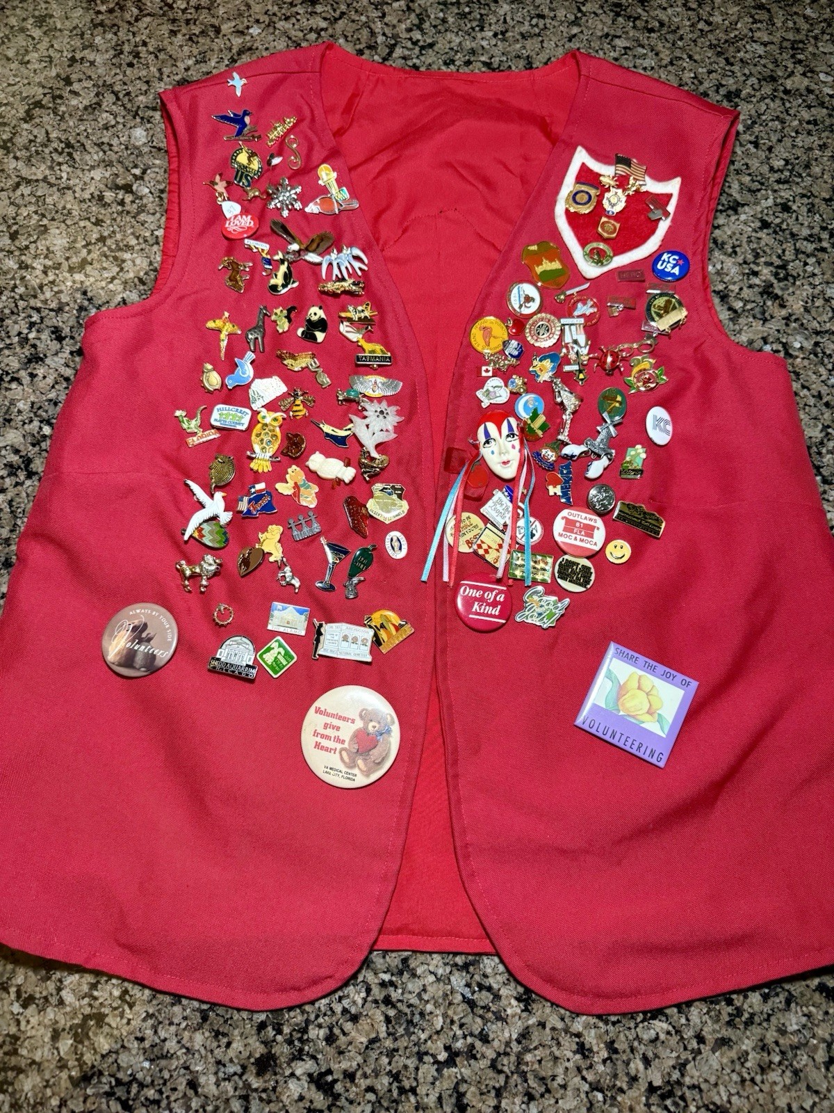 Vintage Handmade Red Shriner Mason Clown Vest Lapel Hat Pins KC Kansas Missouri