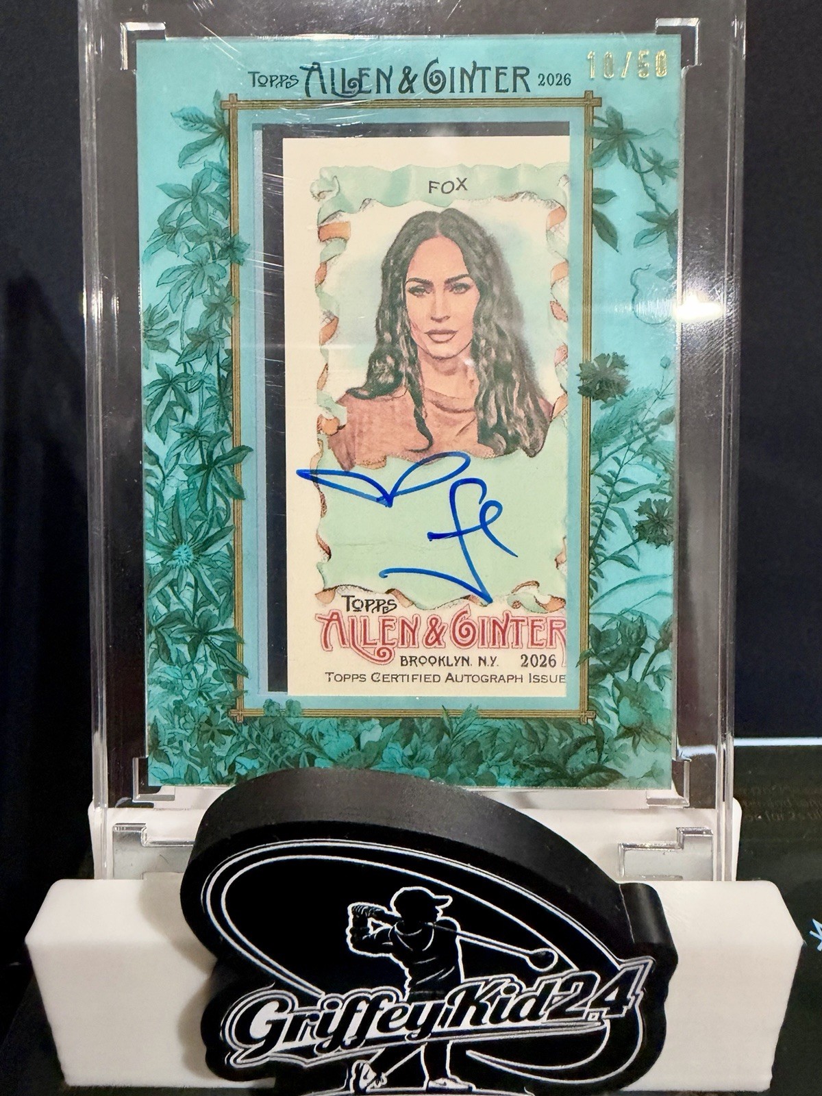 2026 Topps Allen & Ginter Megan Fox Mini Framed Star Auto Blue /50