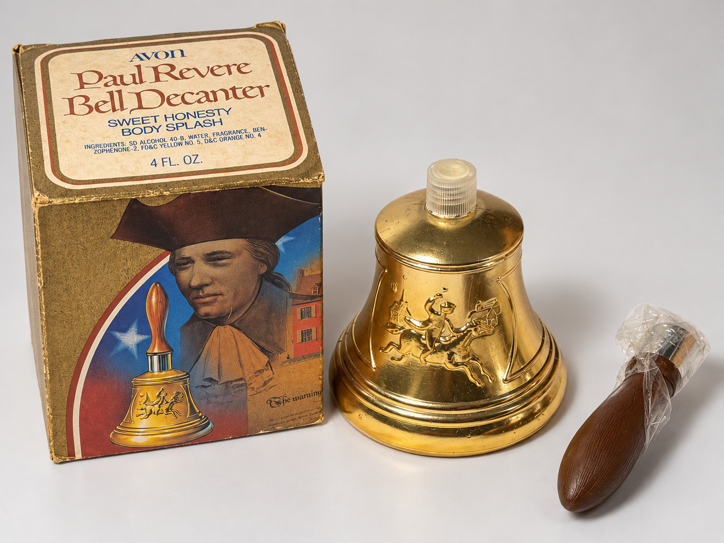 Vintage Avon Paul Revere Bell Decanter Sweet Honesty 4 oz w/ Box