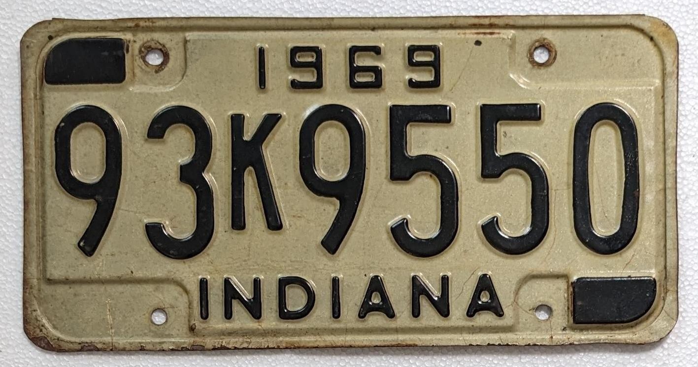 Vintage 1969 Indiana License Plate Garage decor  Marion County