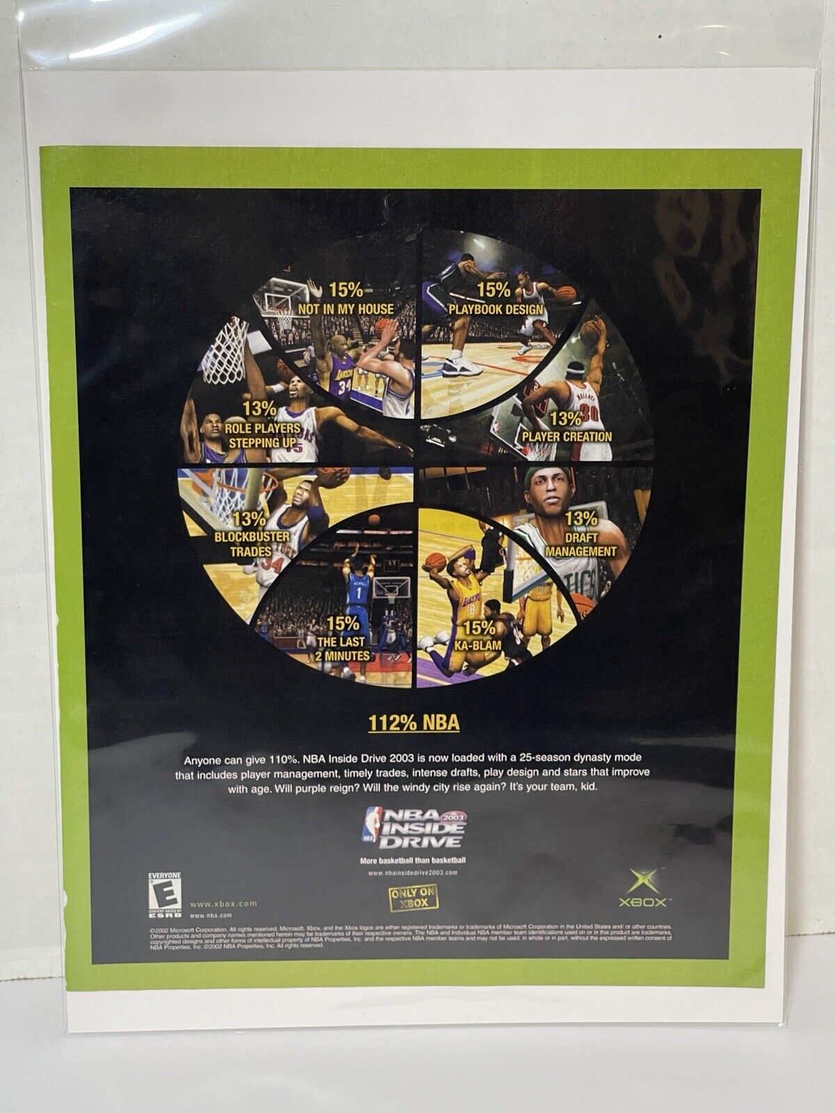 NBA Inside Drive 2003 Print Ad PROMO Art Poster Xbox Basketball Kobe Bryant B