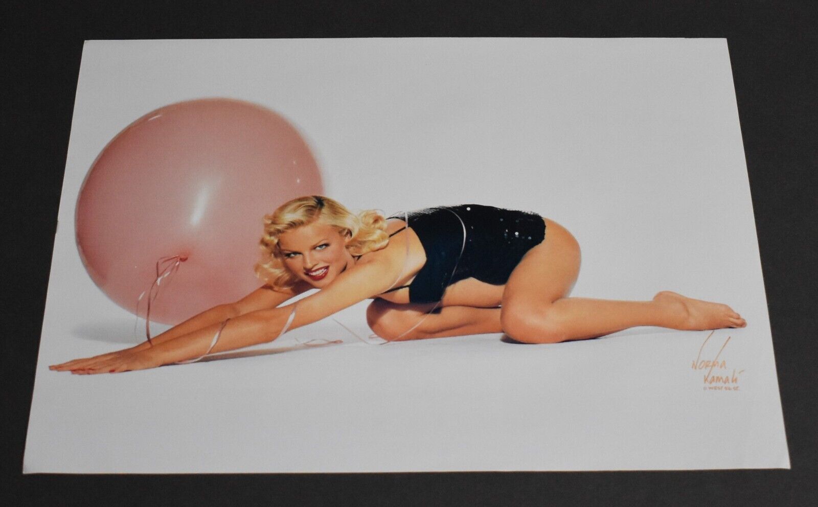 1992 Print Ad Sexy Norma Kamali Eva Herzigova Black Cocktail Dress Lady Blonde a