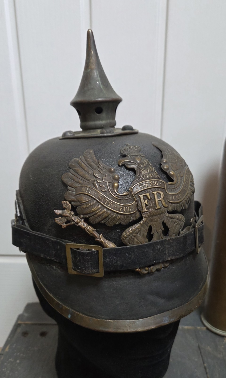 WW1  IMPERIAL GERMAN, PICKLEHAUBE HELMET, SOMME BATTLEFIELD RELIC 