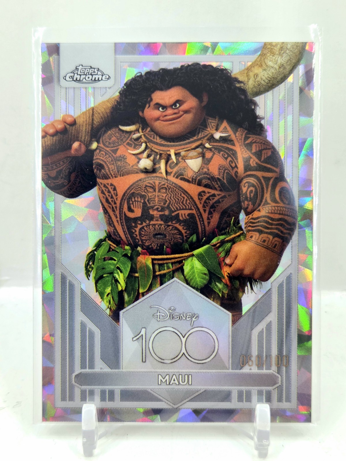 2023 Topps Chrome Disney 100 Years Maui Diamond Refractor 60/100 SP Moana