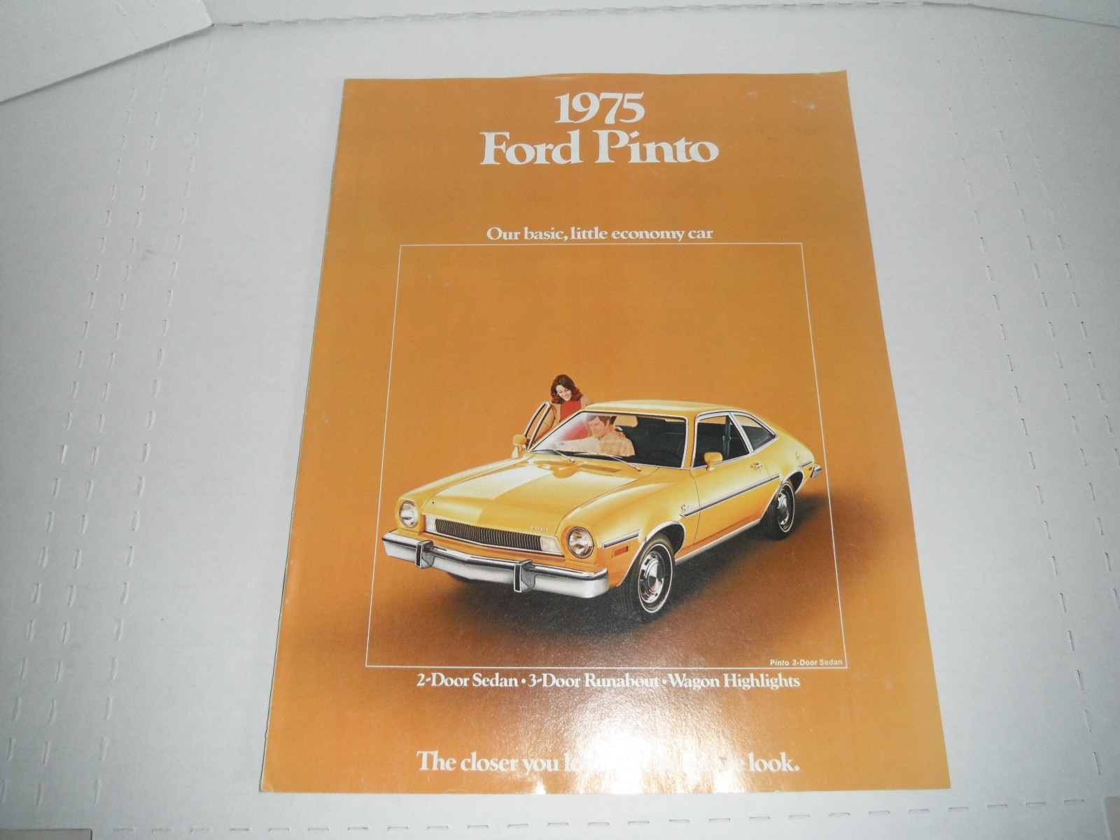 Original 1975 Ford Pinto Sales Brochure with 2 door, 3 door runabout, Wagon nos Original 1975 Ford Pinto Sales Brochure with 2 door, 3 door runabout, Wagon nos