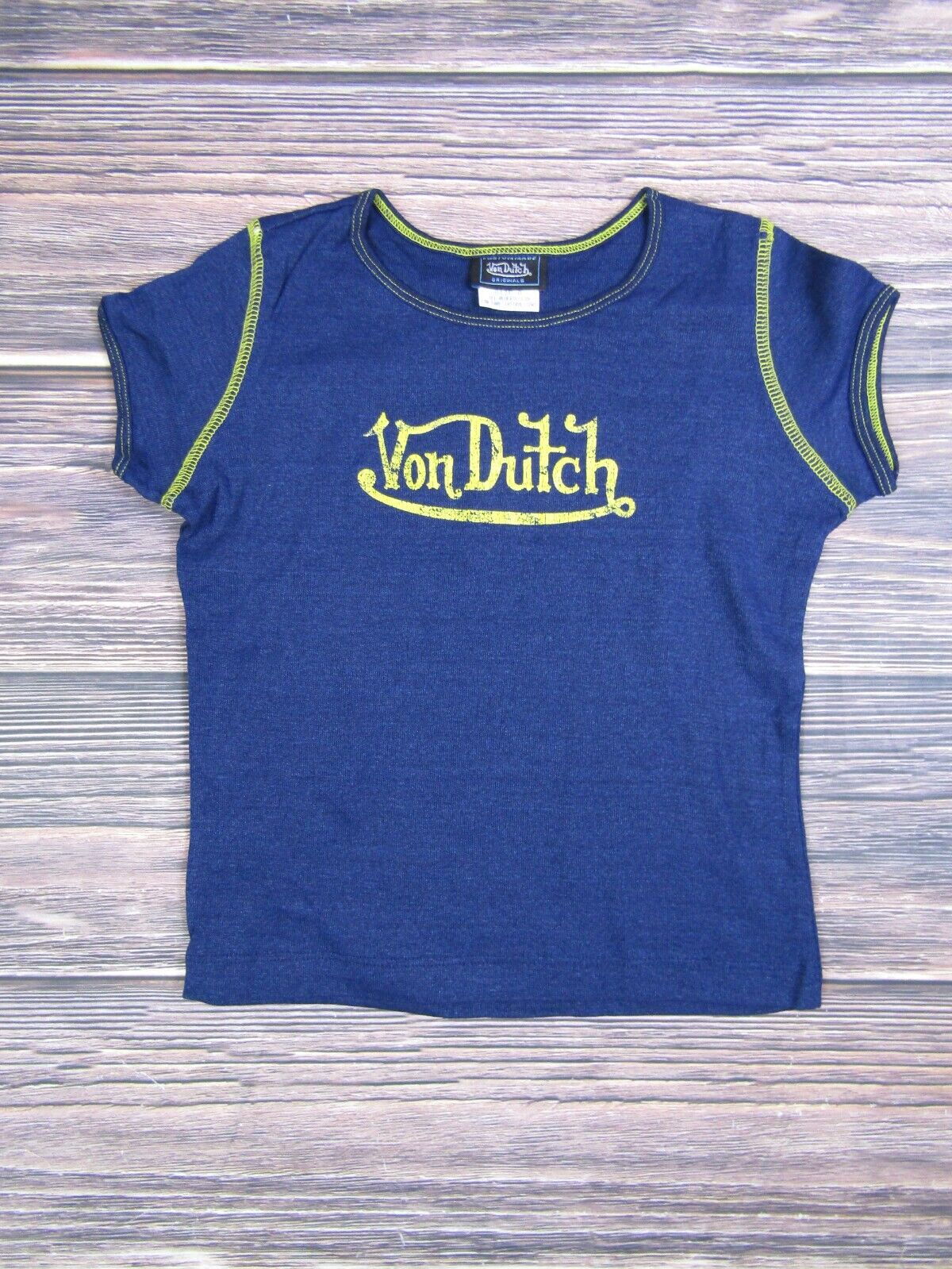 Von Dutch NEW Kids Teen Blue Short Sleeve Tee T Shirt 90s VTG Vintage