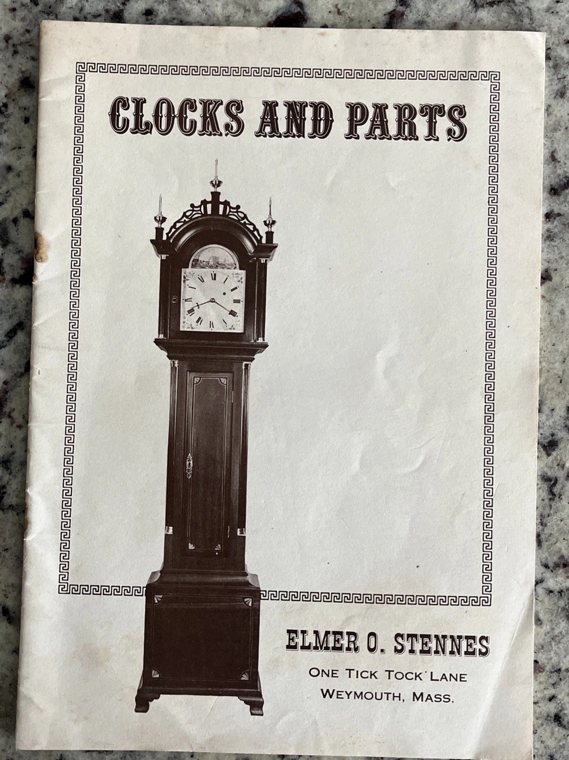 Vintage 1960 Elmer O. Stennes Clocks & Parts Catalog Price List Weymouth MA