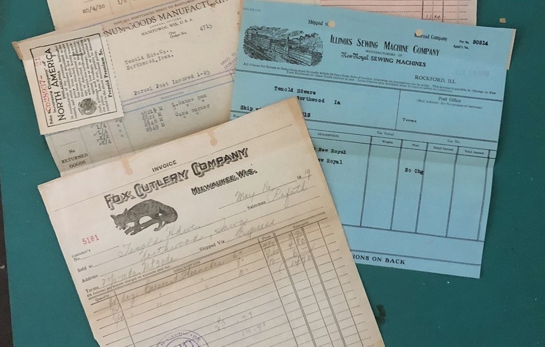 Lot of 6  Vintage 1920's Paper Invoices from Hardware Store Journaling Crafts