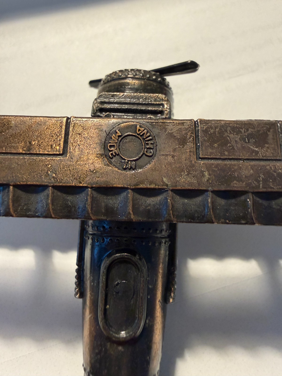 Vintage Biplane Airplane Pencil Sharpener Cast Metal Bronze Tone