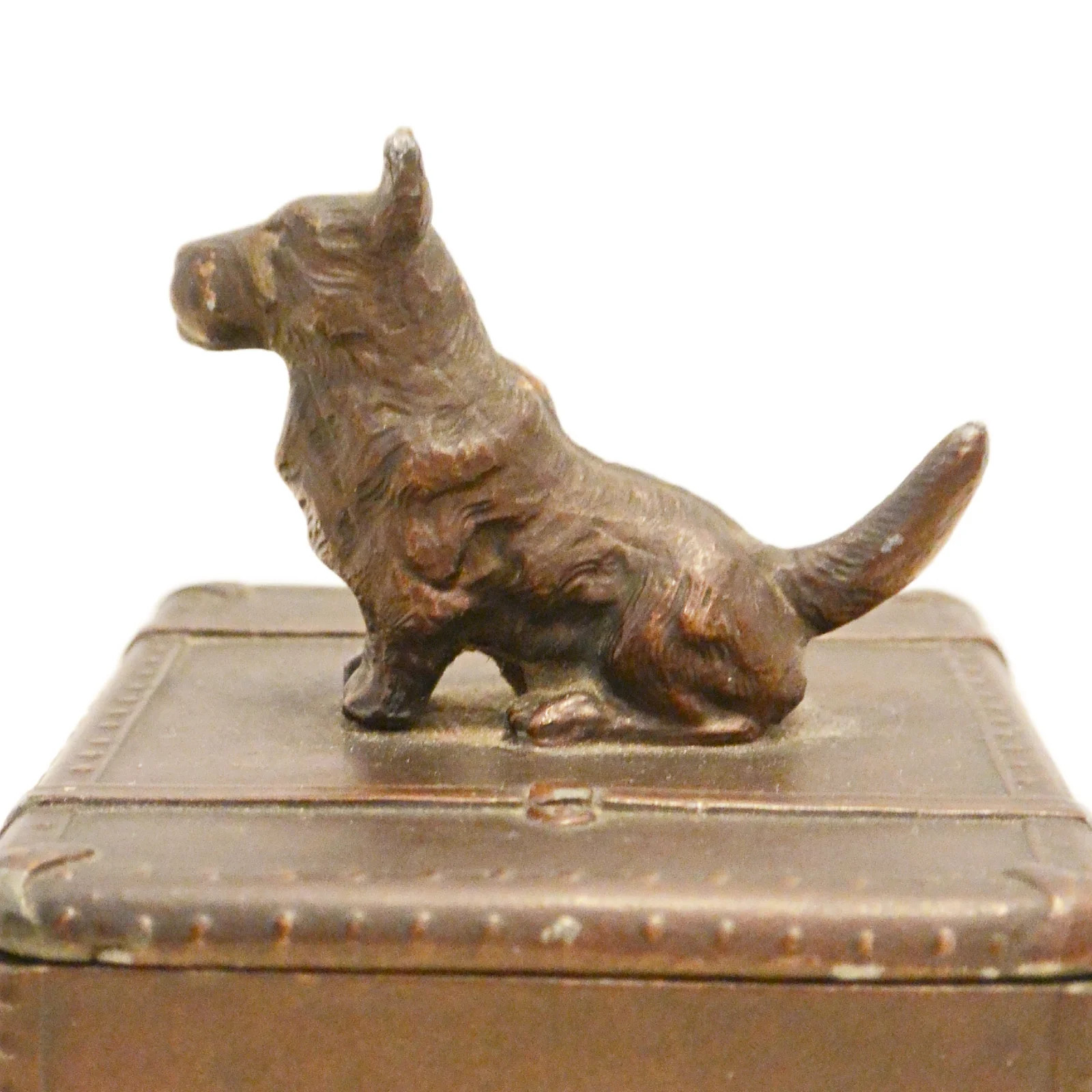 Art Deco NUART Bronze Trinket Box Scottie Dog Lid c.1920s-1930s Antique
