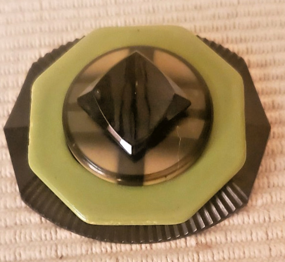 Vintage Handcrafted Bakelite Buckle & Button Pin, TN Artist Delores E. M. Landis