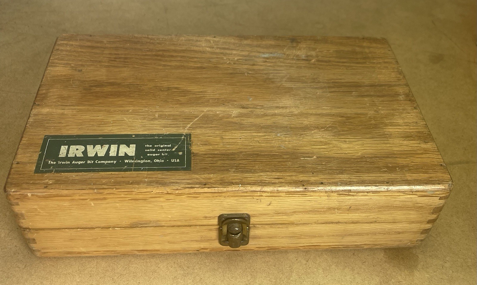 Vintage IRWIN 13pc Solid Center Auger Bit Set 1/4”-1” Original Wood Box USA