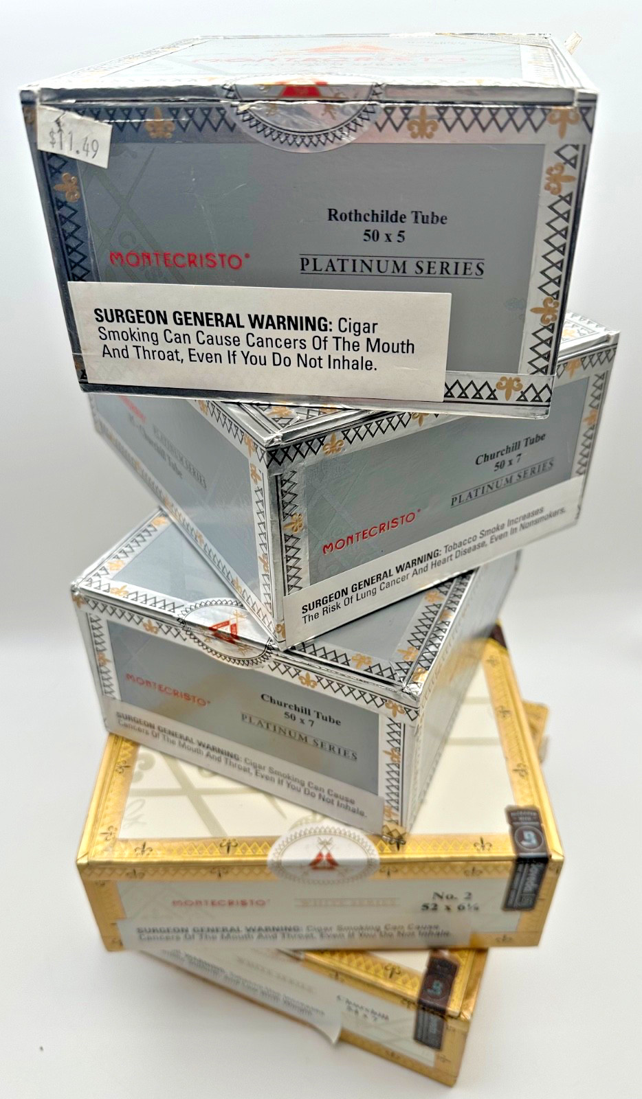 LUXURY LOT 5 Montecristo Platinum & White Series Empty Cigar Boxes Dominican